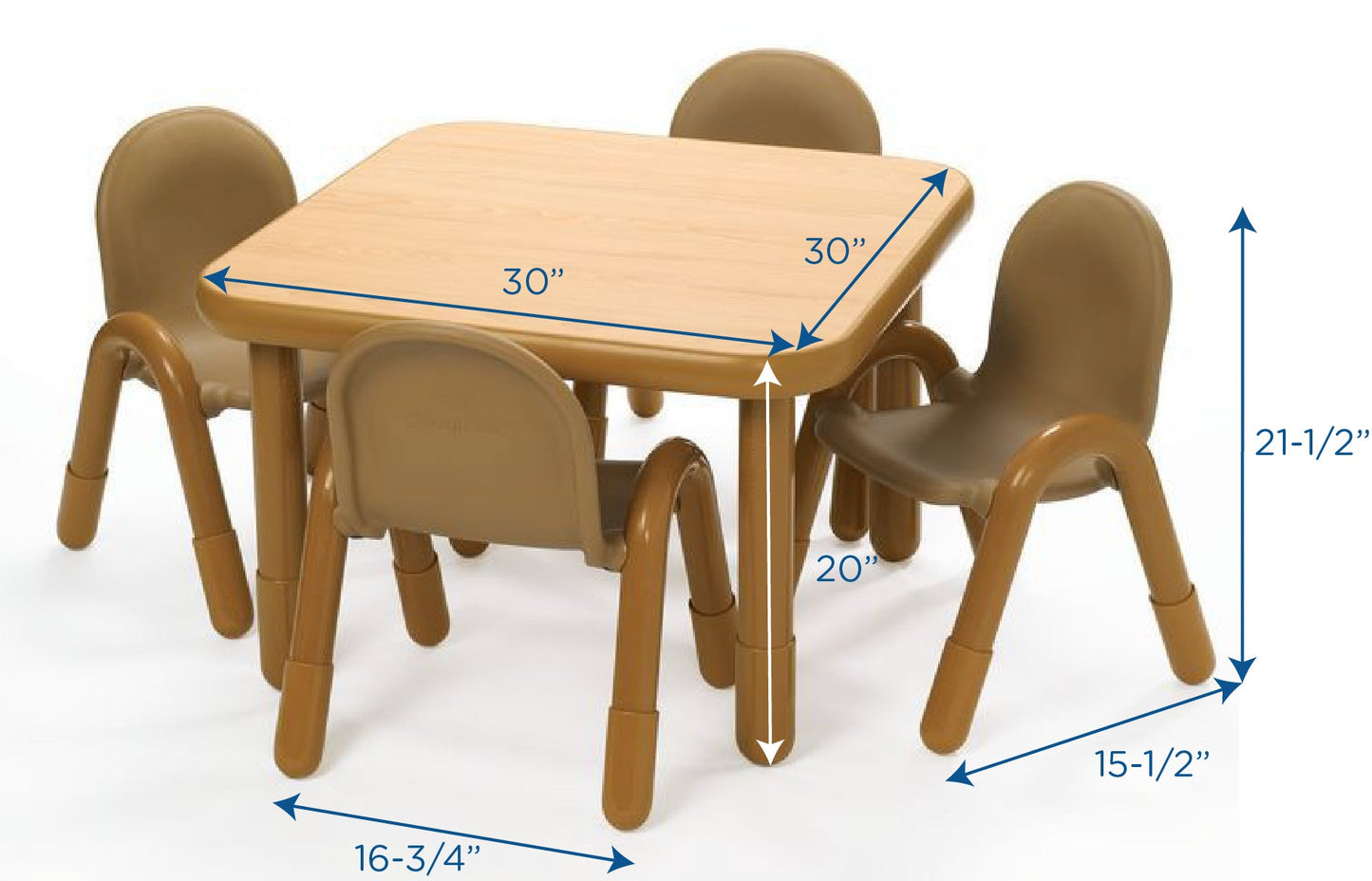 Angeles BASELINE Preschool 30" Square Table & Chair Set - SchoolOutlet