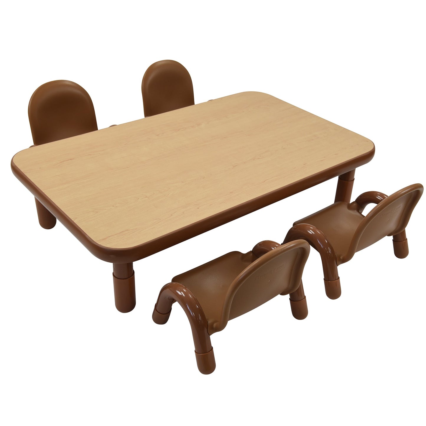 Angeles BASELINE Toddler 48" x 30" Rectangular Table & Chair Set - Natural Wood - SchoolOutlet