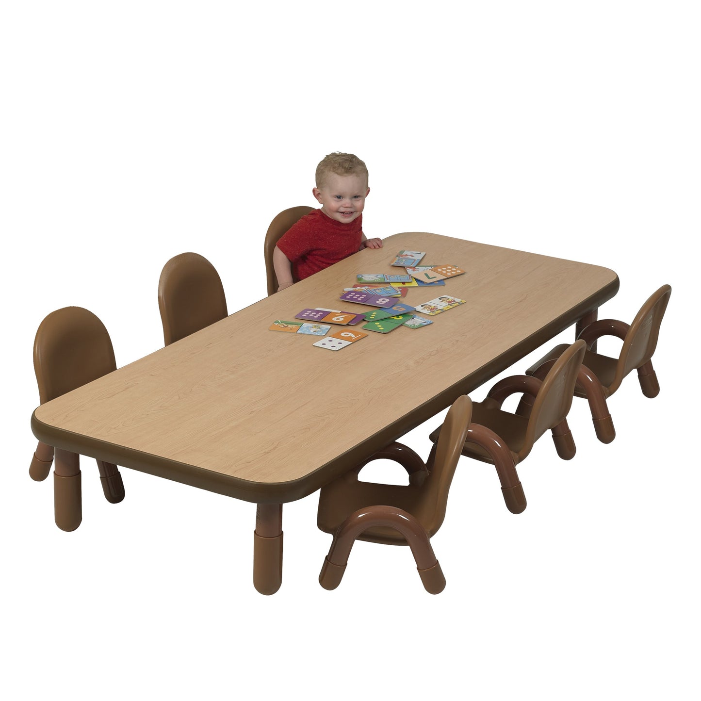 Angeles BASELINE Toddler 72" x 30" Rectangular Table & Chair Set - Natural Wood - SchoolOutlet