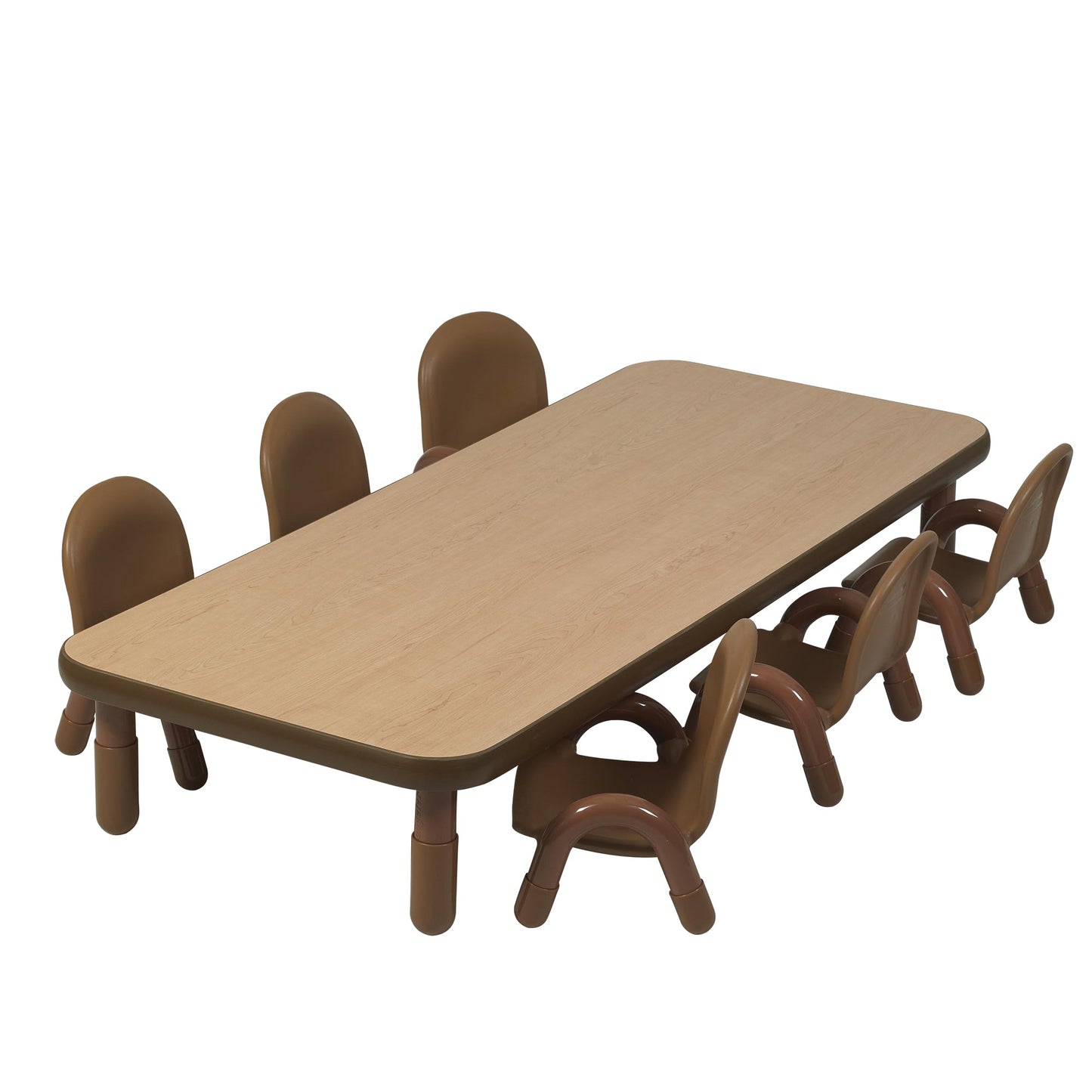 Angeles BASELINE Toddler 72" x 30" Rectangular Table & Chair Set - Natural Wood - SchoolOutlet