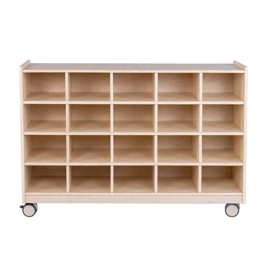 Angeles Birch Mobile 20-Section Cubby Storage (AG1012) - SchoolOutlet