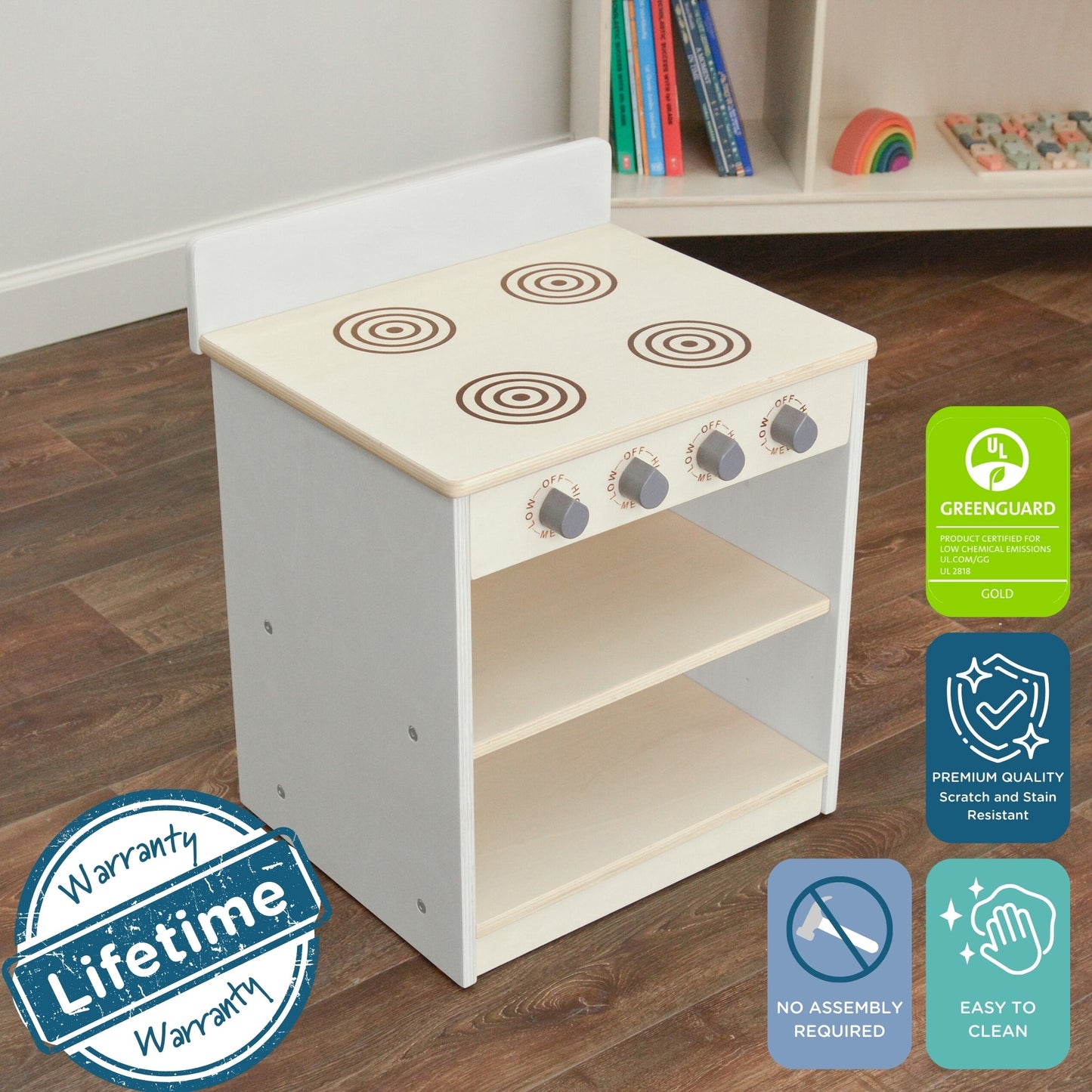 Children's Factory White Toddler Stove (AG1172X) - SchoolOutlet