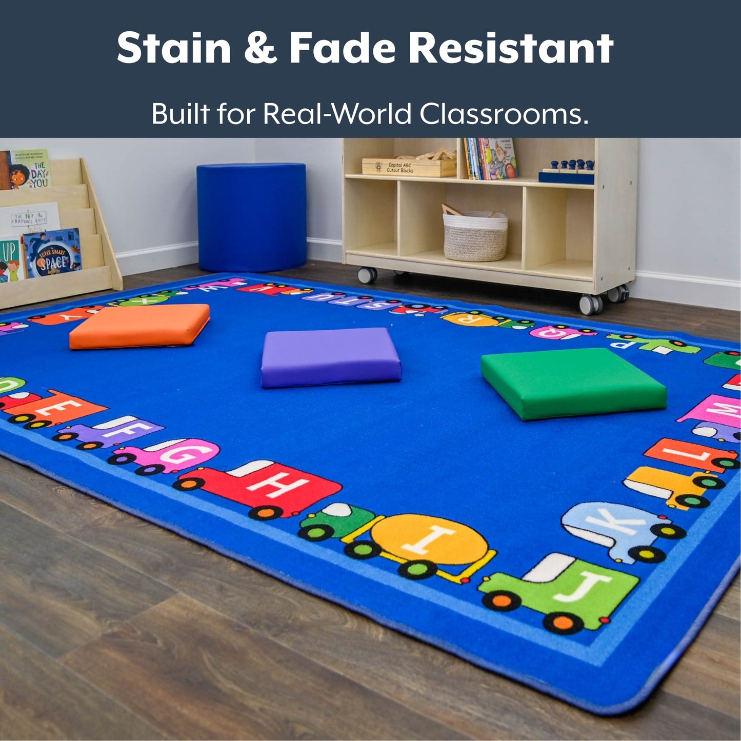 Children's Factory Caravan of Cars Value Rug (CF0007) - SchoolOutlet