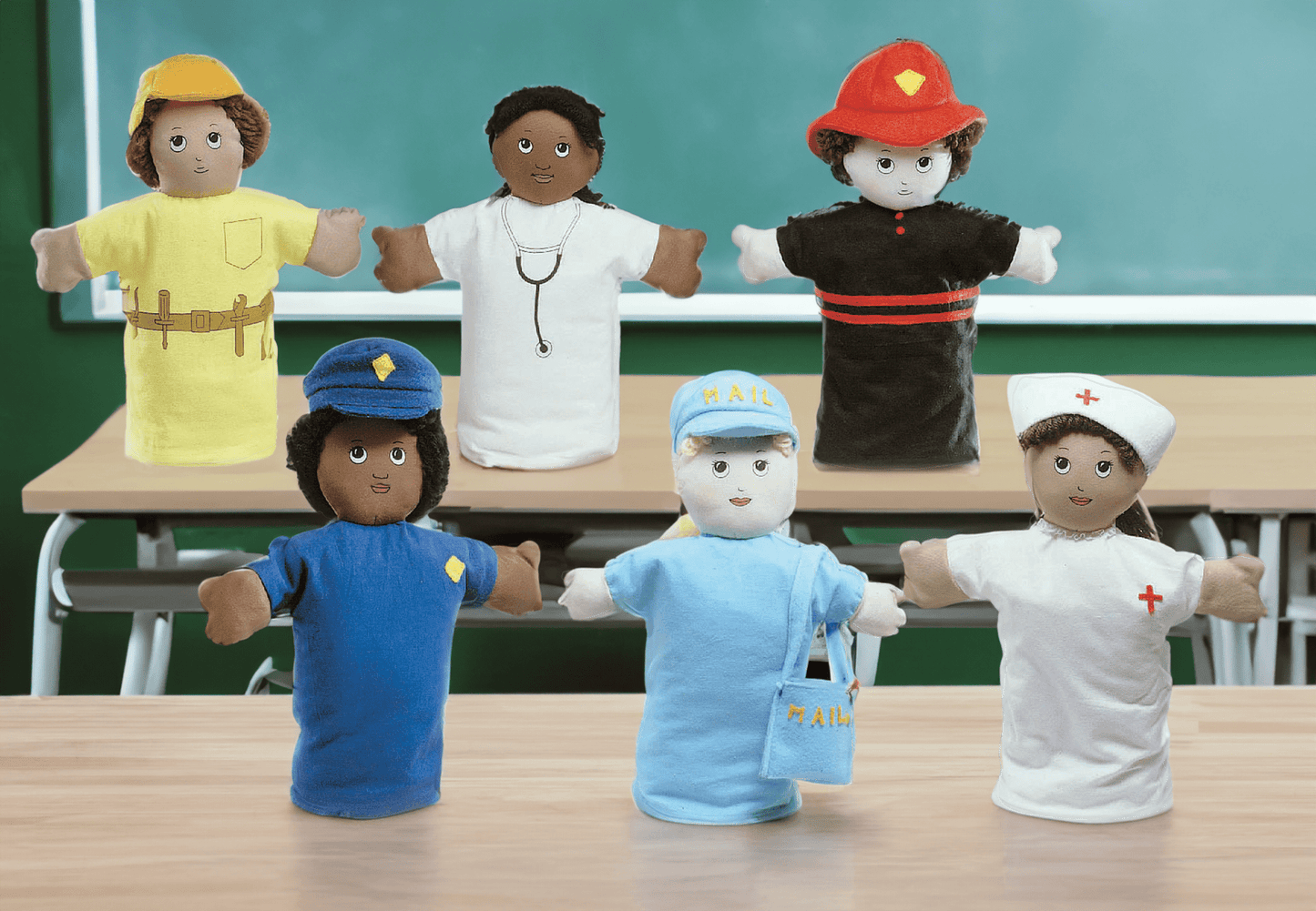 Angeles 9" Career Hand Puppets - Set of 6 - SchoolOutlet