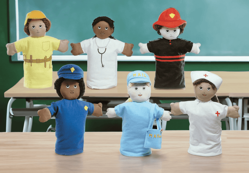 Angeles 9" Career Hand Puppets - Set of 6 - SchoolOutlet