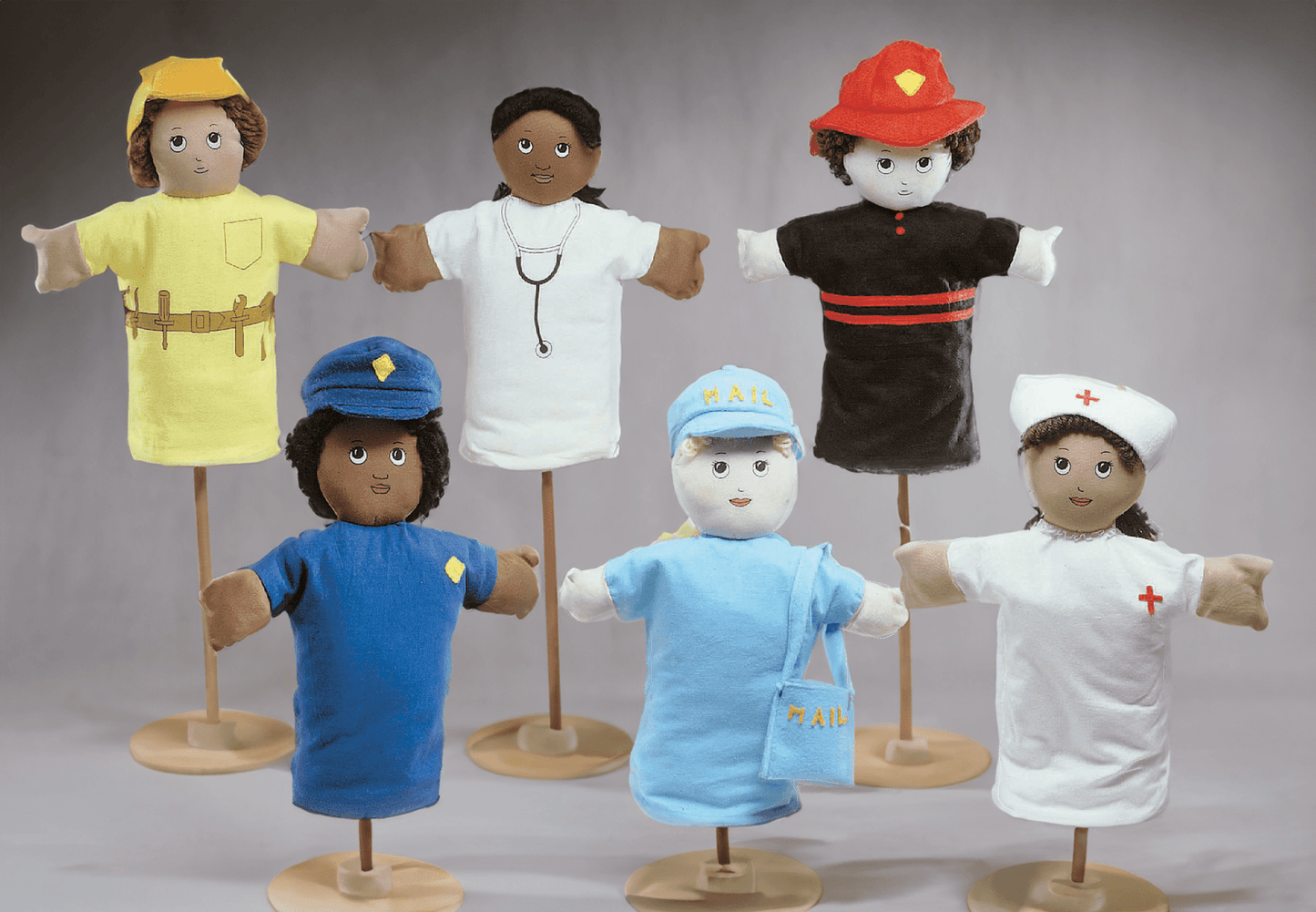 Angeles 9" Career Hand Puppets - Set of 6 - SchoolOutlet