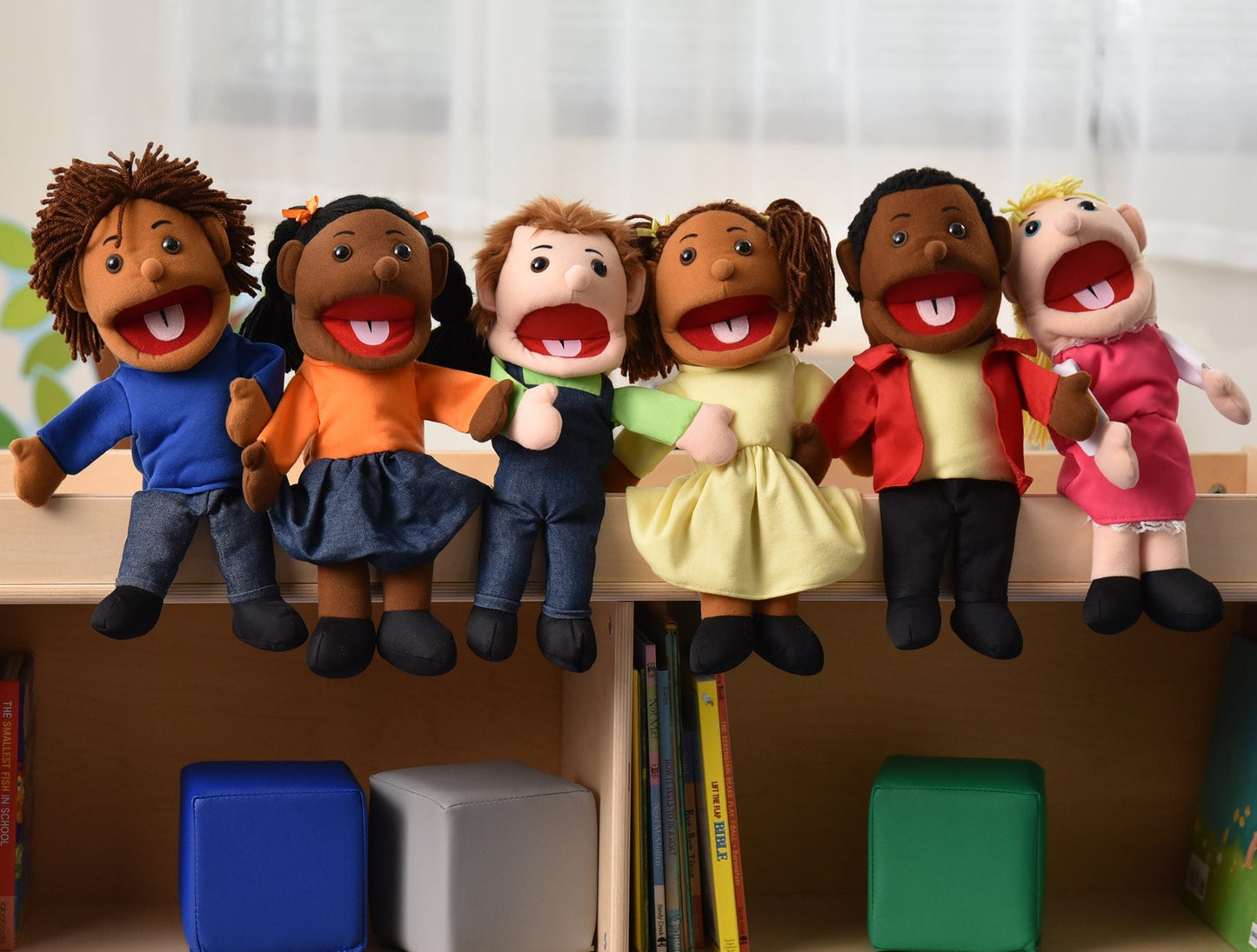 Angeles 15" Ethnic Children Puppets with Movable Mouths - Set of 6 - SchoolOutlet