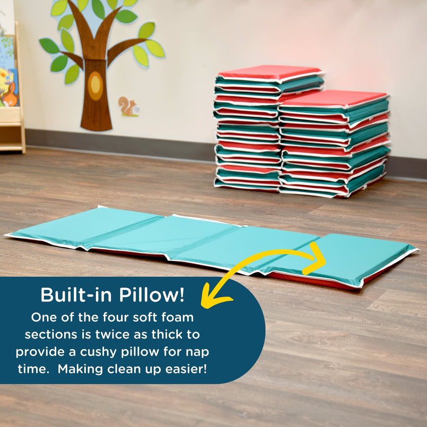 Children's Factory Pillow Rest Mat - Set of 10 - Red/Green (CF400-011) - SchoolOutlet