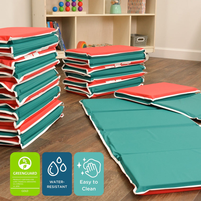 Children's Factory Pillow Rest Mat - Set of 10 - Red/Green (CF400-011) - SchoolOutlet