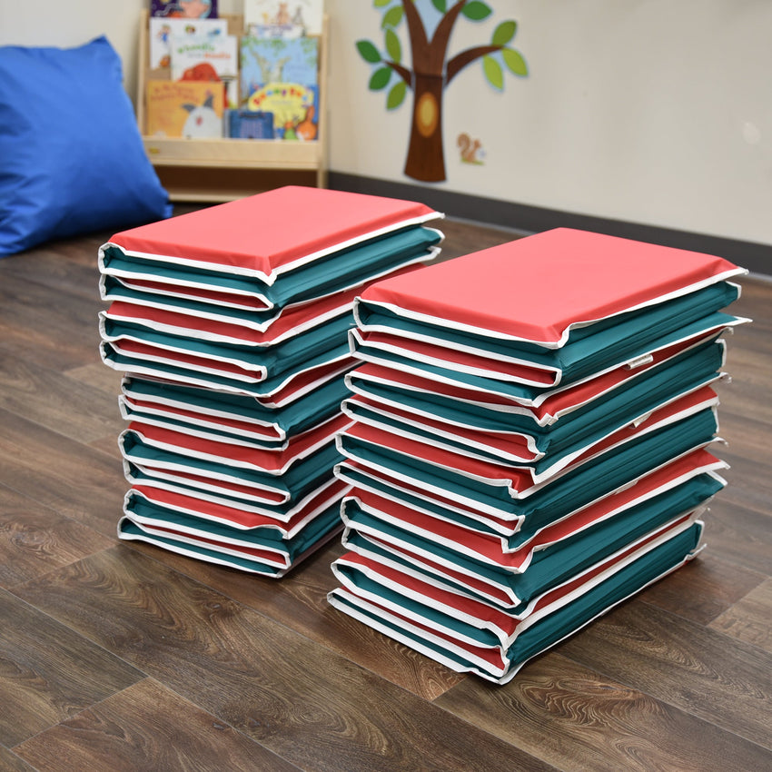 Children's Factory Pillow Rest Mat - Set of 10 - Red/Green (CF400-011) - SchoolOutlet