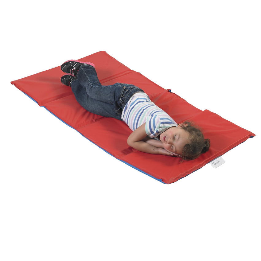 Children's Factory 1" Angels 4 Section Folding Rest Nap Mat - Red/Blue (CF400-508RB) - SchoolOutlet