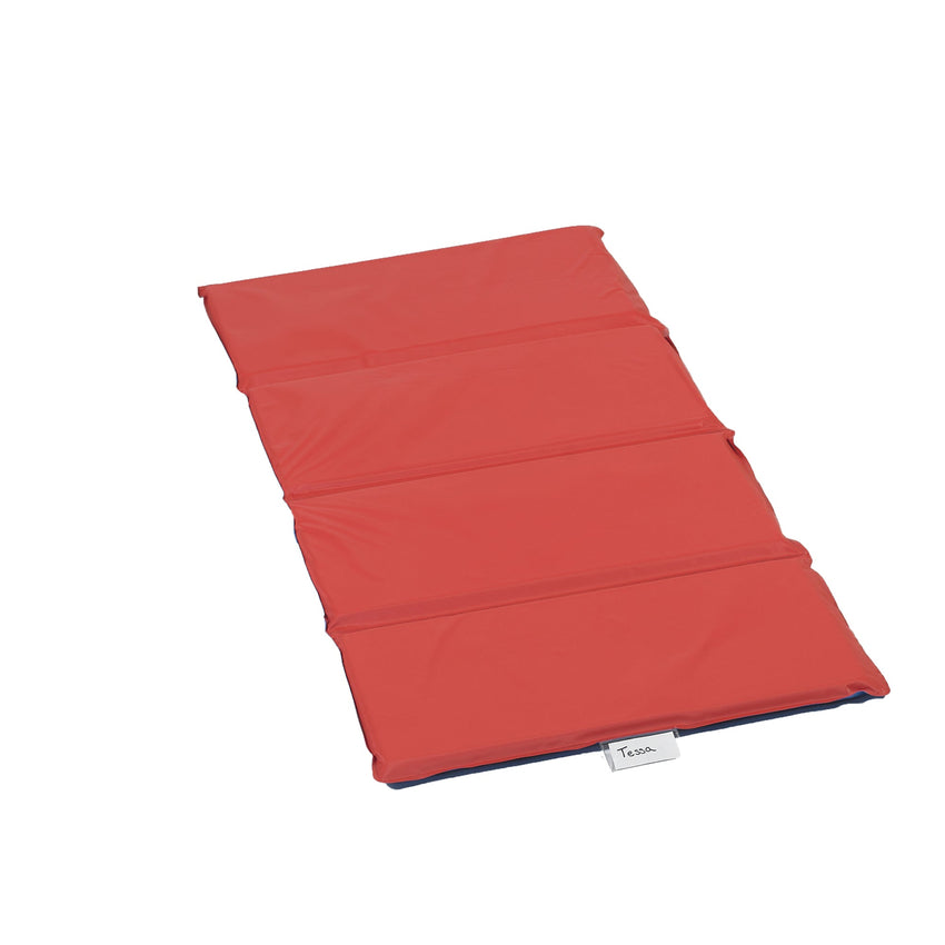 Children's Factory 1" Angels 4 Section Folding Rest Nap Mat - Red/Blue (CF400-508RB) - SchoolOutlet