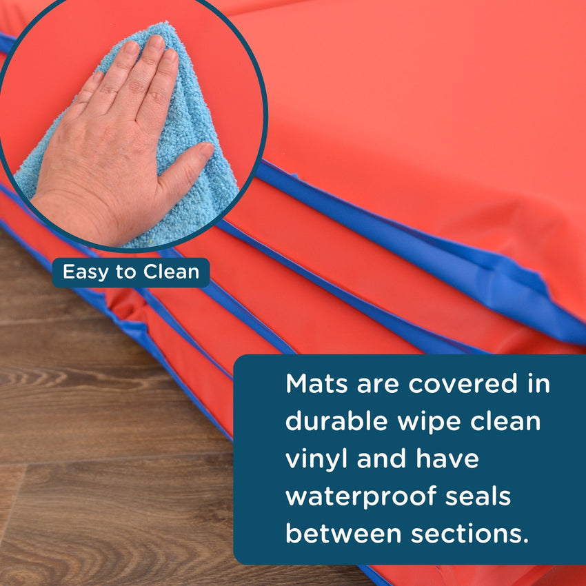 Angeles 2" Infection Control Folding Mat - Red/Blue 4 Sections (CF400-509RB) - SchoolOutlet