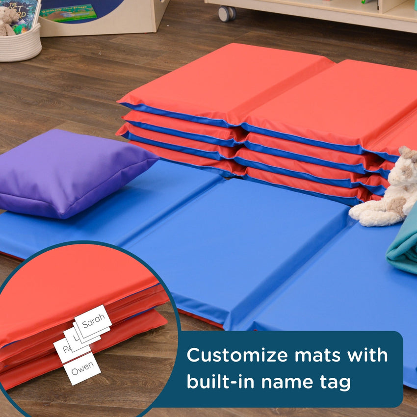 Angeles 2" Infection Control Folding Mat - Red/Blue 4 Sections (CF400-509RB) - SchoolOutlet
