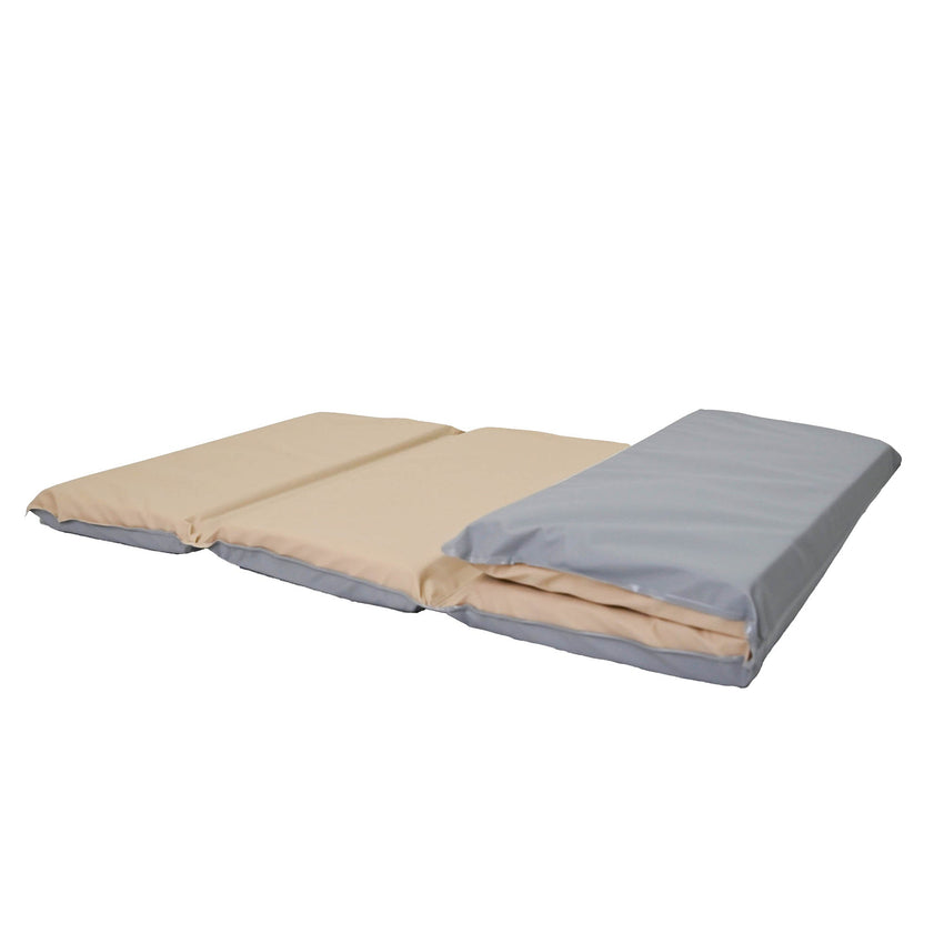 Children's Factory 1" Angels 4 Section Folding Rest Nap Mat - Fog Blue/Sand - SchoolOutlet