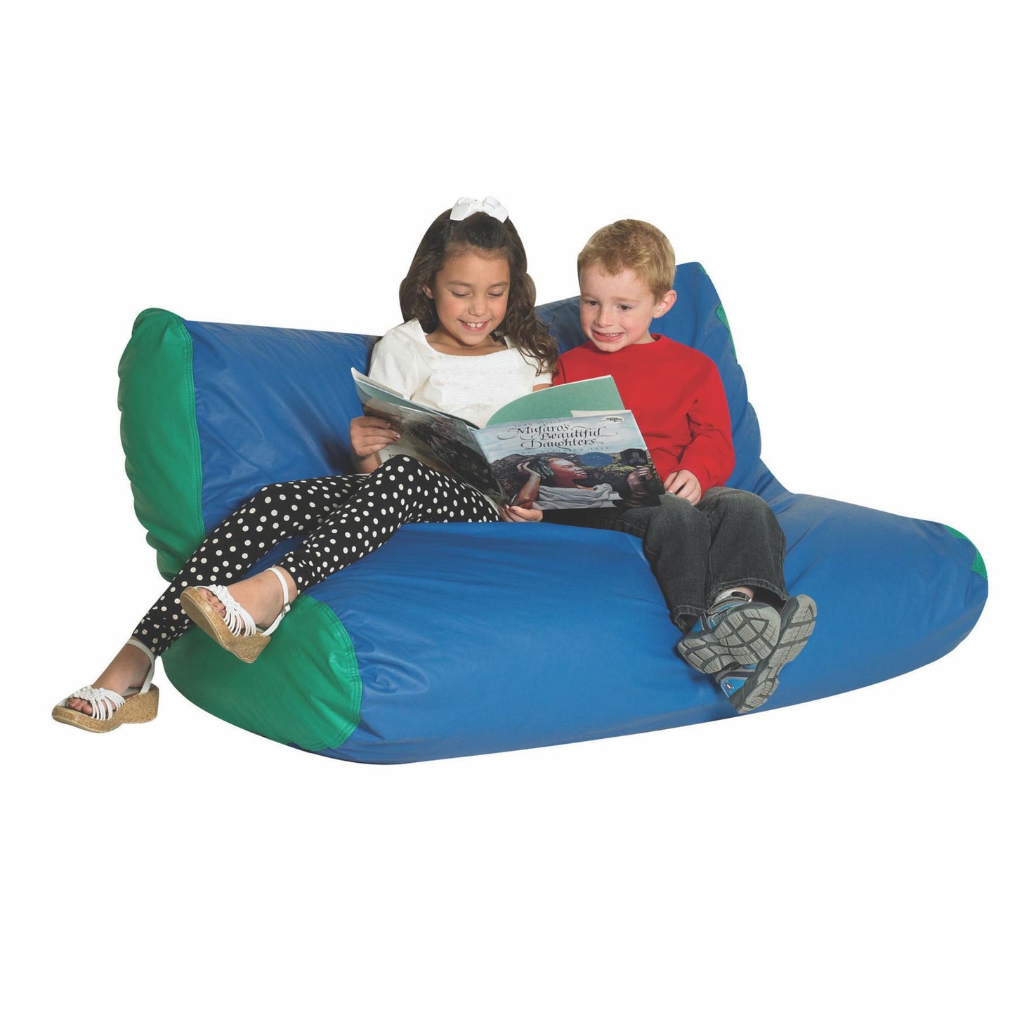 Children's Factory School Age Double High Back Lounger - Blue/Green - SchoolOutlet