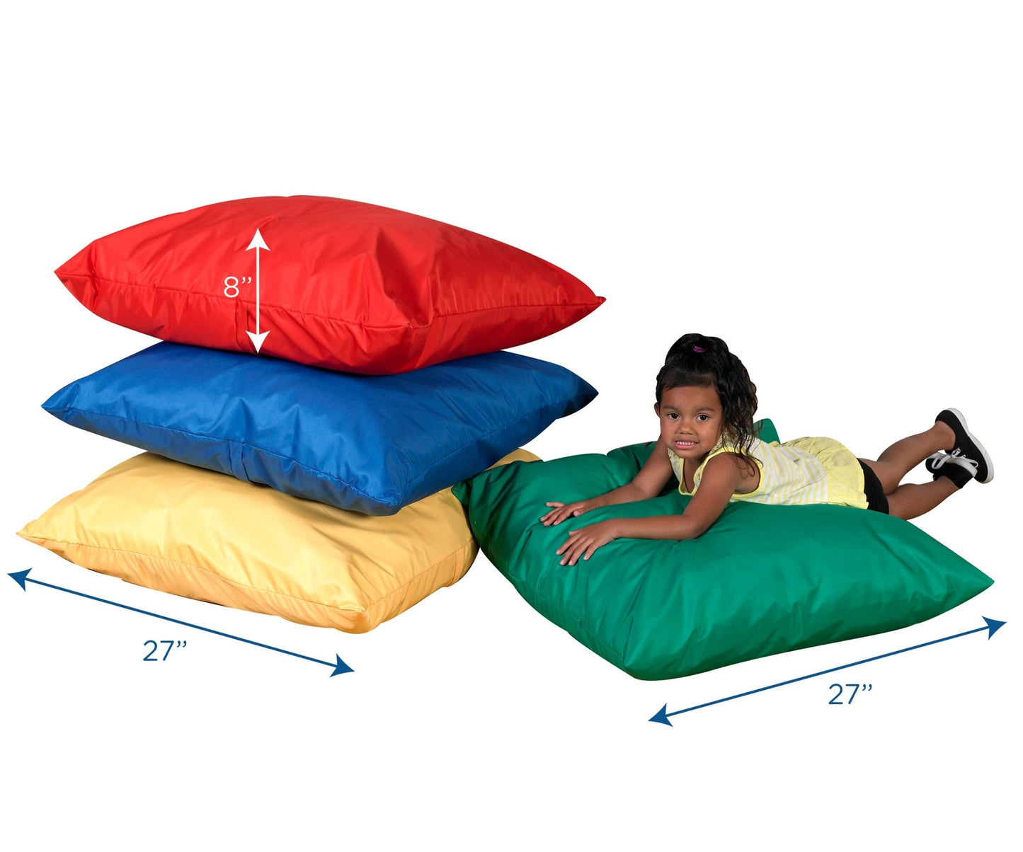 Children's Factory 27" Cozy Floor Pillows - Set of 4 - Rainbow - SchoolOutlet