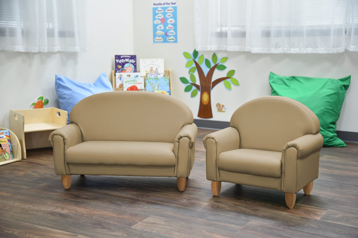 Children's Factory As We Grow Sofa with Natural Legs - Buff (CF805 - 317) - SchoolOutlet