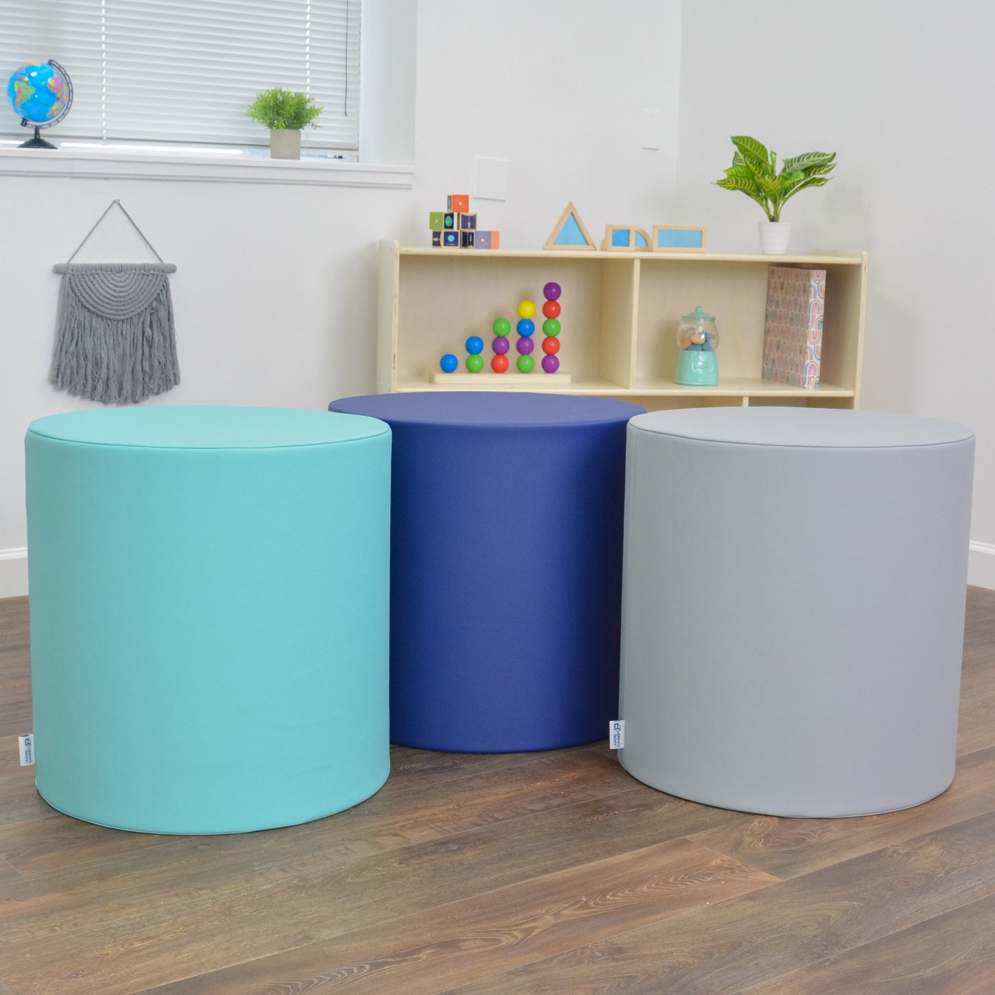 Children's Factory Ottoman - 22" Diameter x 22" H - Tranquility - SchoolOutlet
