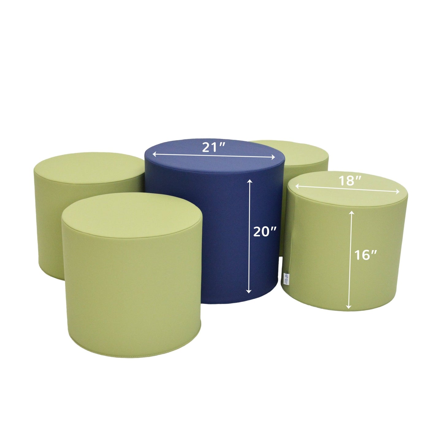 Children's Factory 5 Piece Ottoman Set - Tranquility - Navy (CF805 - 329TRQ) - SchoolOutlet