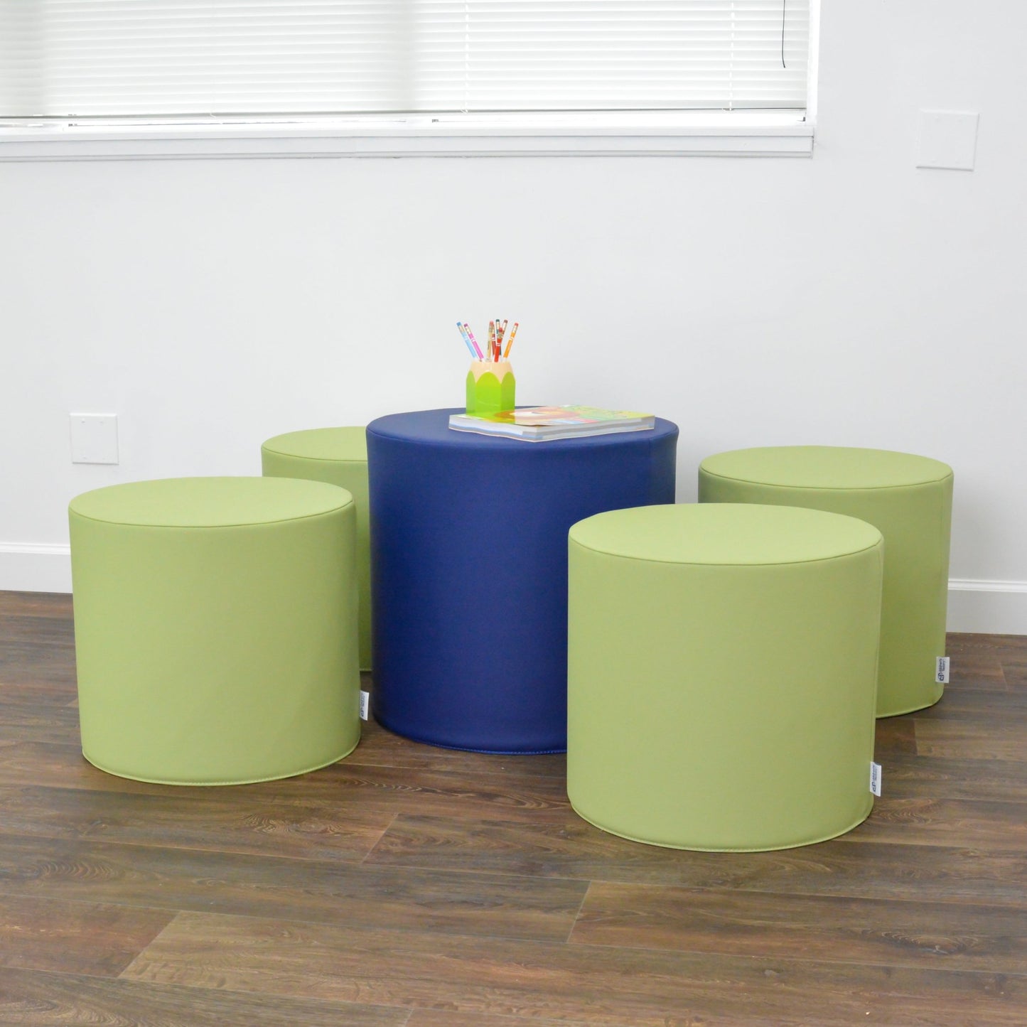Children's Factory 5 Piece Ottoman Set - Tranquility - Navy (CF805 - 329TRQ) - SchoolOutlet