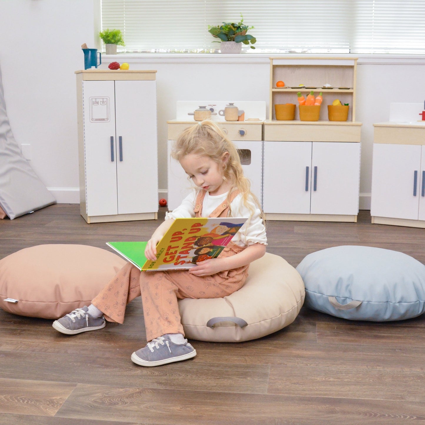 Children's Factory 18×18 Mini Round Pouf with Handle - Set of 2 (CF805 - 3XX) - SchoolOutlet