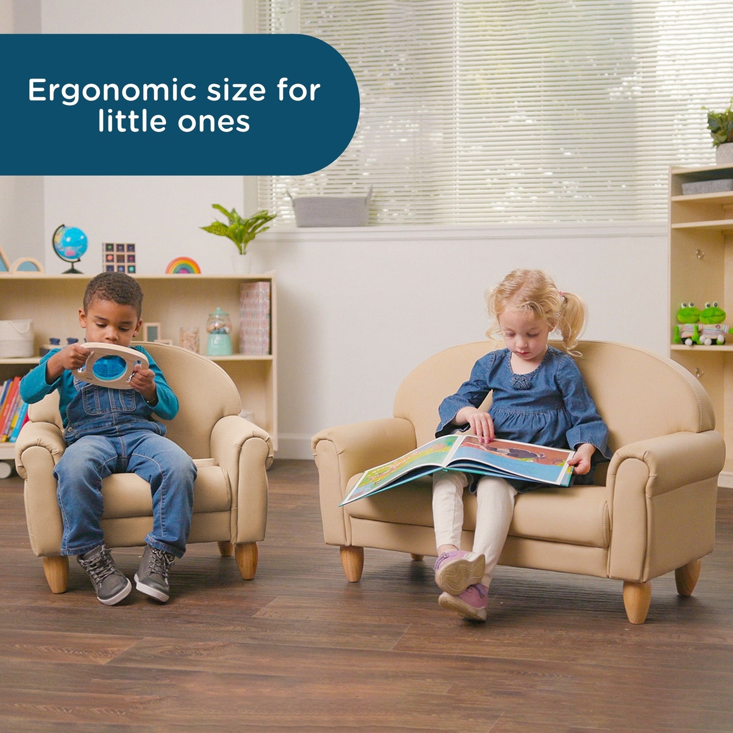 Children's Factory As We Grow Chair & Sofa Set with Natural Legs - Buff (CF805 - 369) - SchoolOutlet
