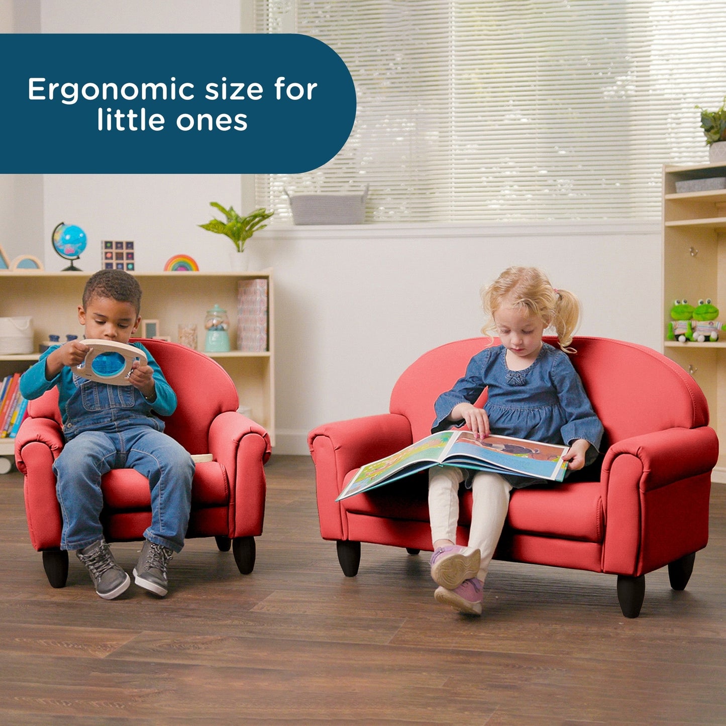 Children's Factory As We Grow Chair & Sofa Set with Black Legs - Red (CF805 - 371) - SchoolOutlet