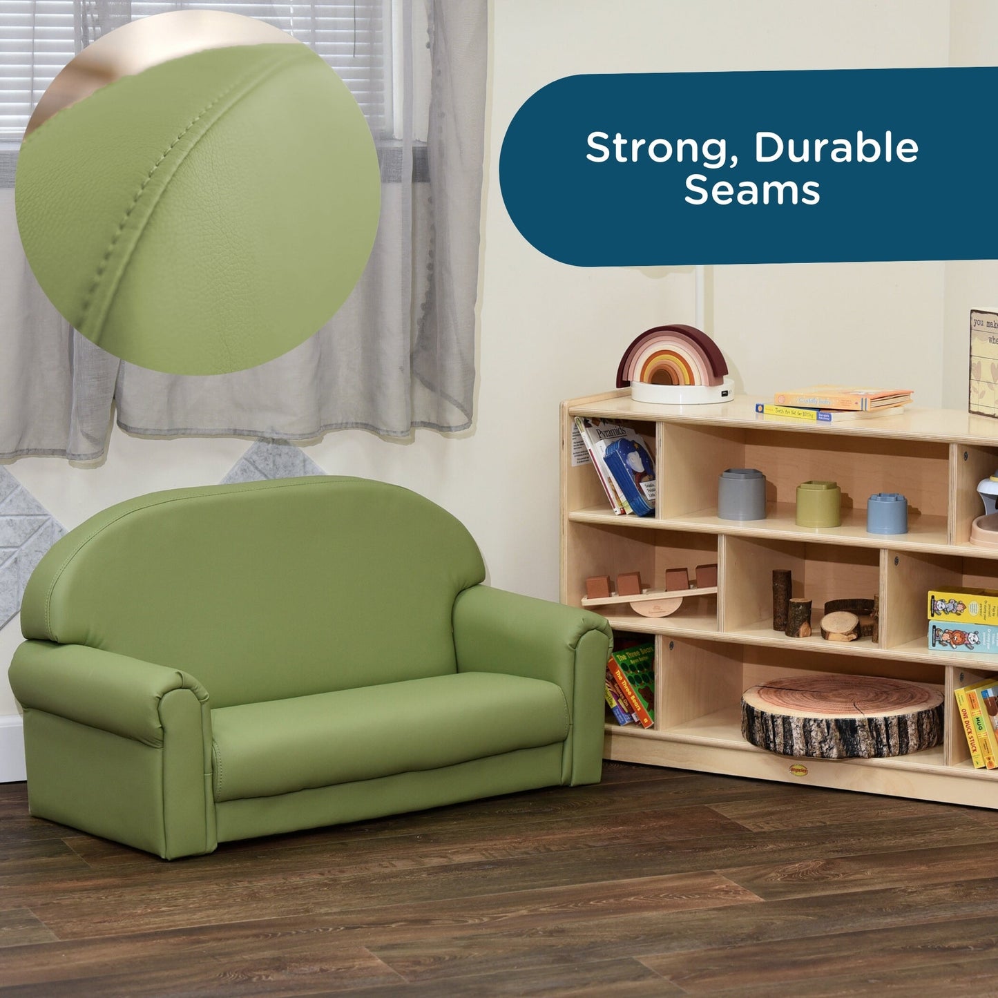 Children's Factory As We Grow Chair & Sofa Set with Black Legs - Sage (CF805 - 372) - SchoolOutlet