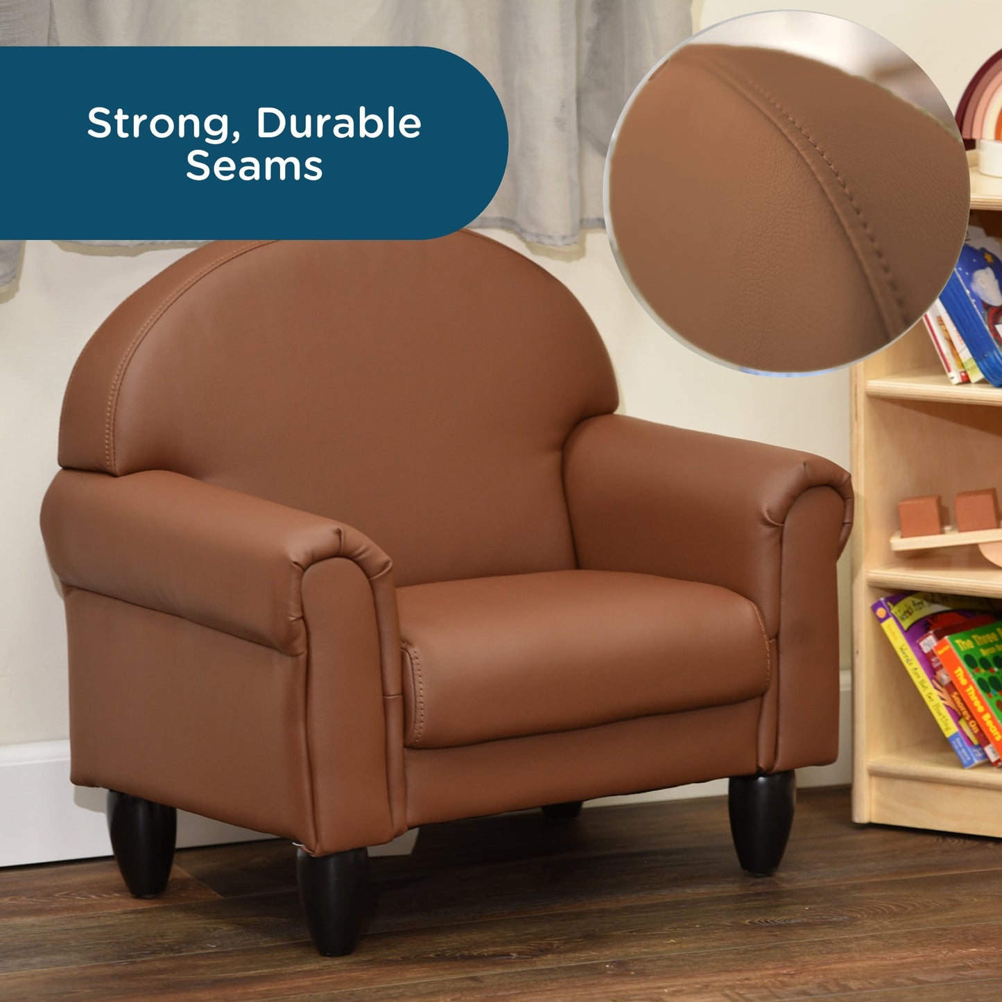 Children's Factory As We Grow Chair & Sofa Set with Black Legs - Walnut (CF805 - 373) - SchoolOutlet