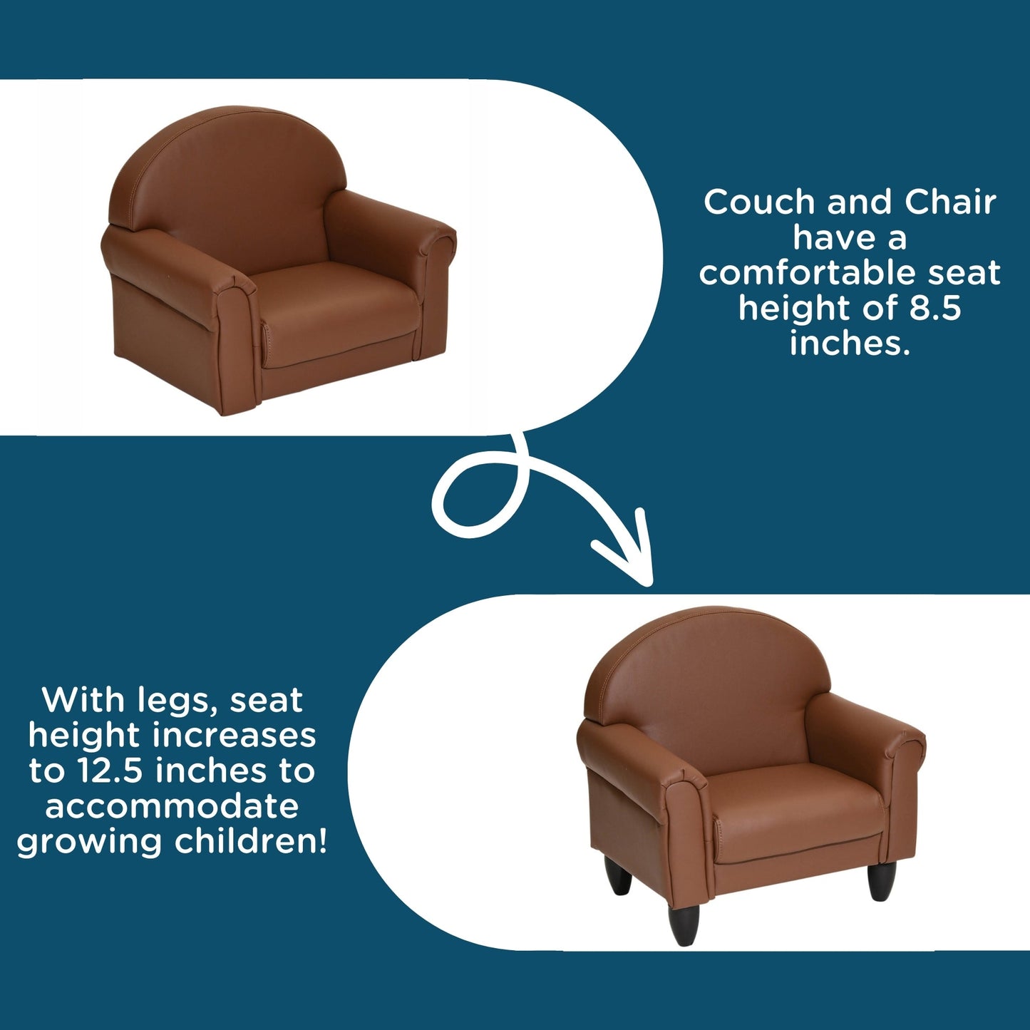 Children's Factory As We Grow Chair & Sofa Set with Black Legs - Walnut (CF805 - 373) - SchoolOutlet