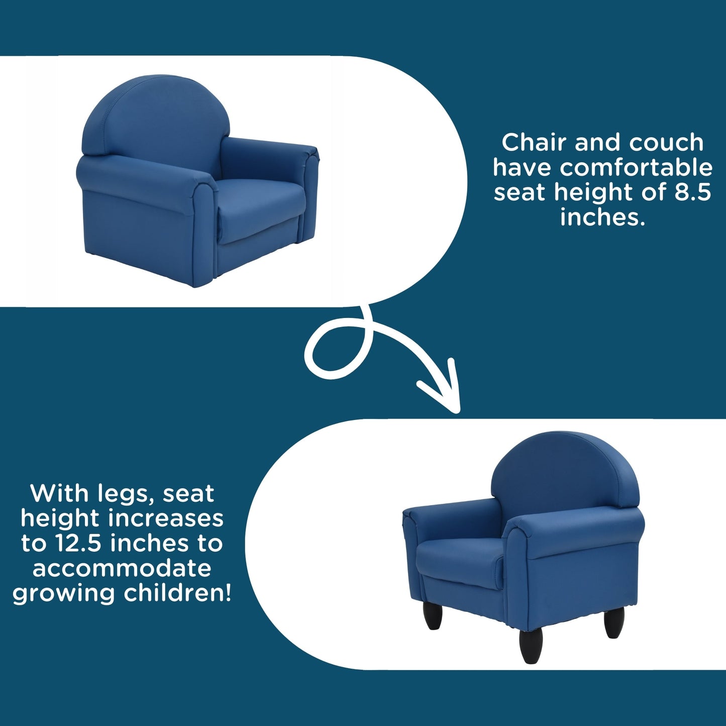 Children's Factory As We Grow Chair & Sofa Set with Black Legs - Deep Water (CF805 - 374) - SchoolOutlet