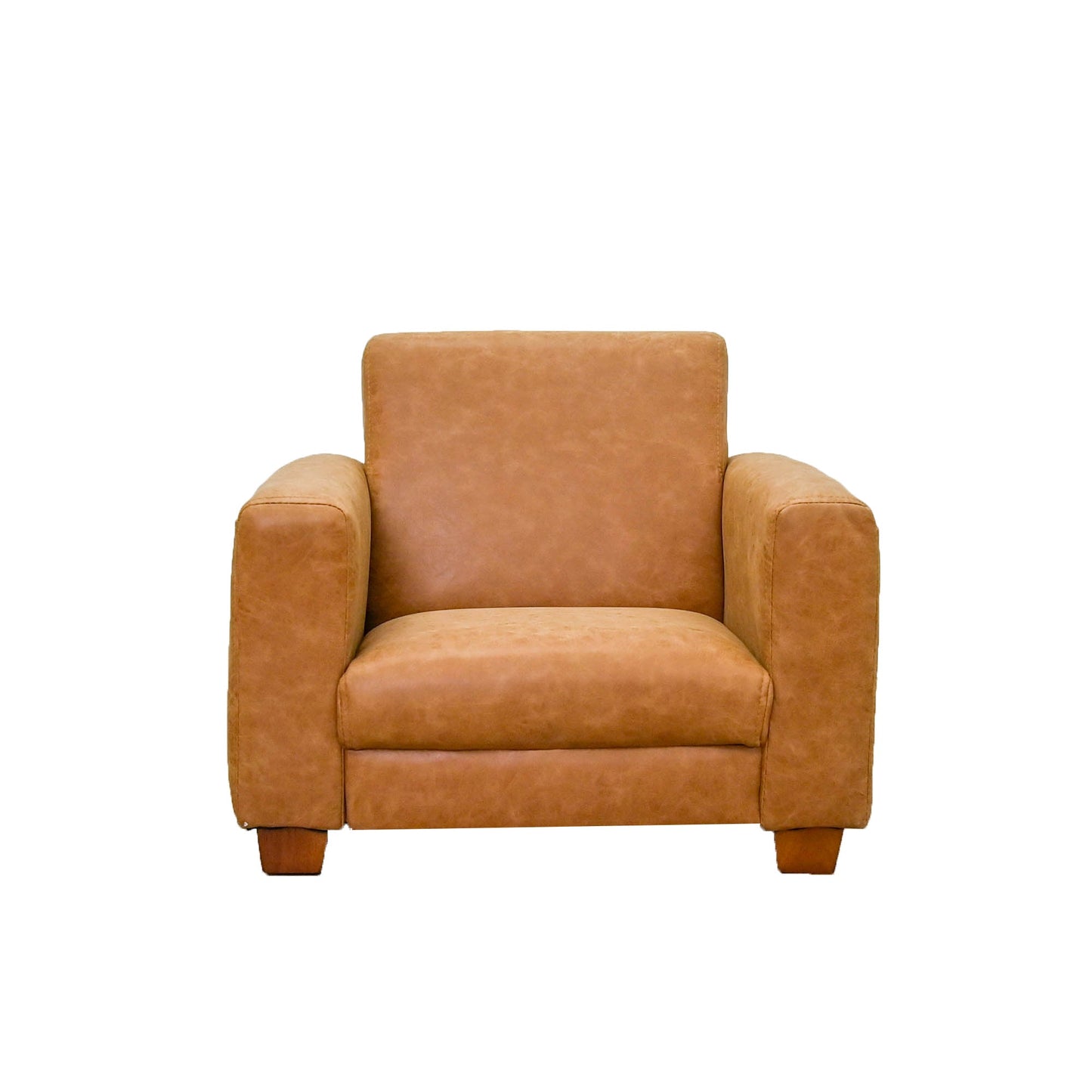 Children's Factory As We Grow Modern Chair Leather Brown with Walnut Legs - Distressed Brown (CF805 - 414) - SchoolOutlet