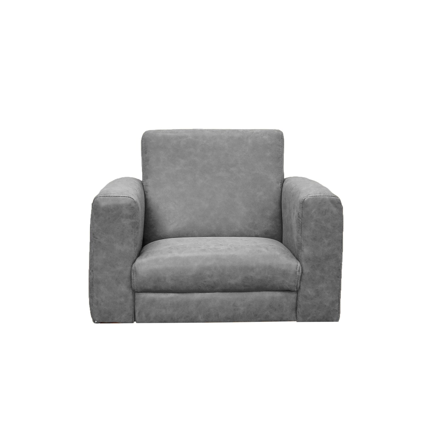 Children's Factory As We Grow Modern Chair Leather Gray with Walnut Legs - Distressed Gray (CF805 - 417) - SchoolOutlet
