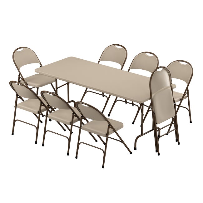Correll - Plastic Resin Folding Table & 8 Chairs Package - 29" H x 30'' W x 72" L - Rectangle (R3072 - 8RC350 - XX) - SchoolOutlet