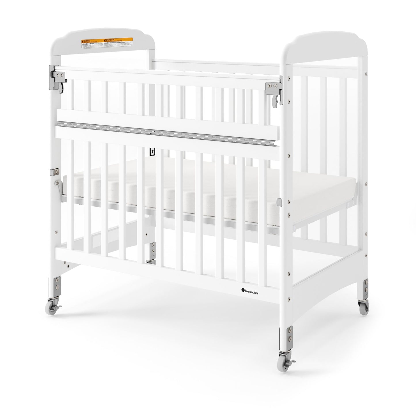 Foundations - Next Gen Serenity SafeReach Side Gate Compact Crib - Clearview (Both Ends) White (FOU-2542120)