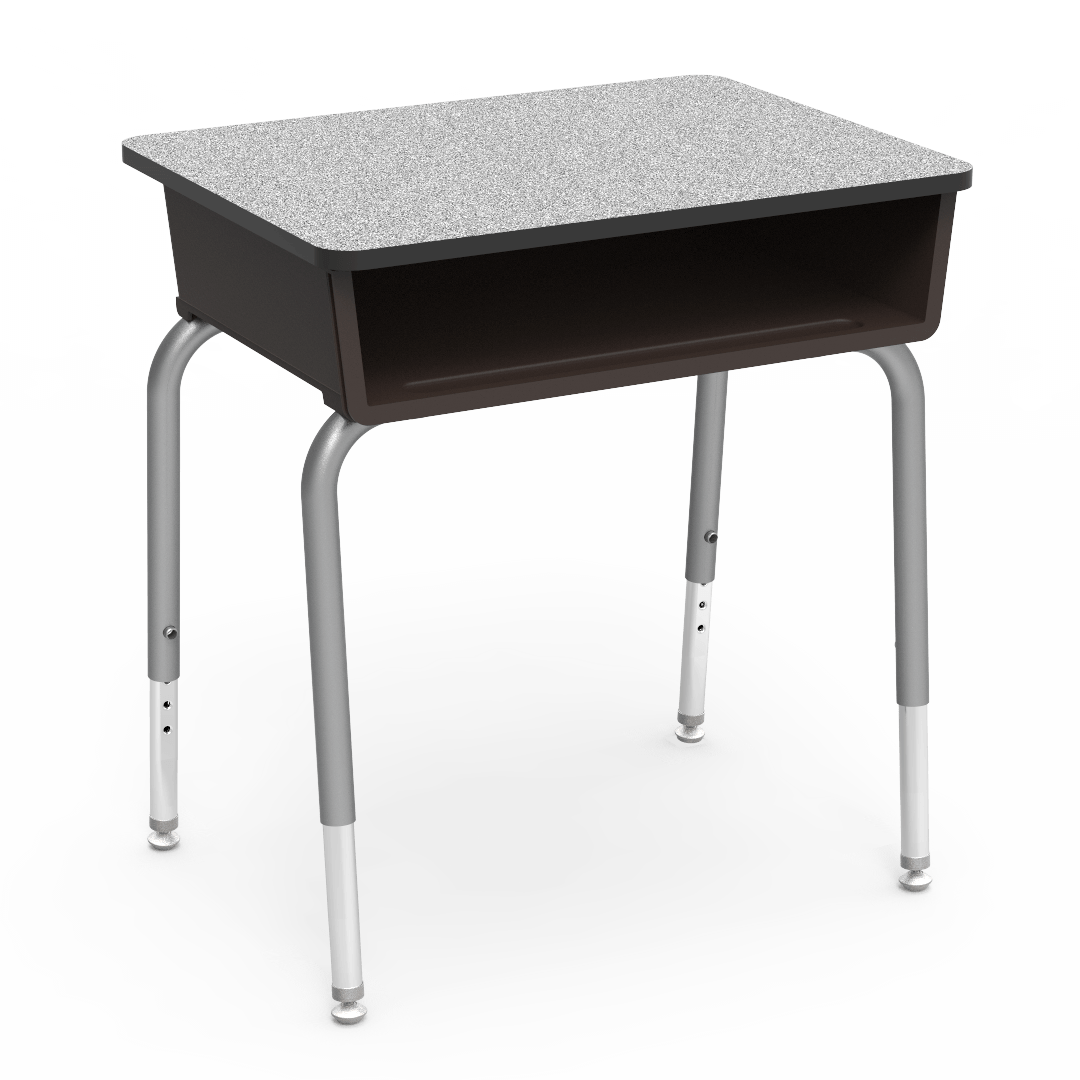 Virco 785 School Desk 18" x 24" Laminate Top with Plastic Open Front Book Box and Adjustable Height Legs for Students Elementary to University