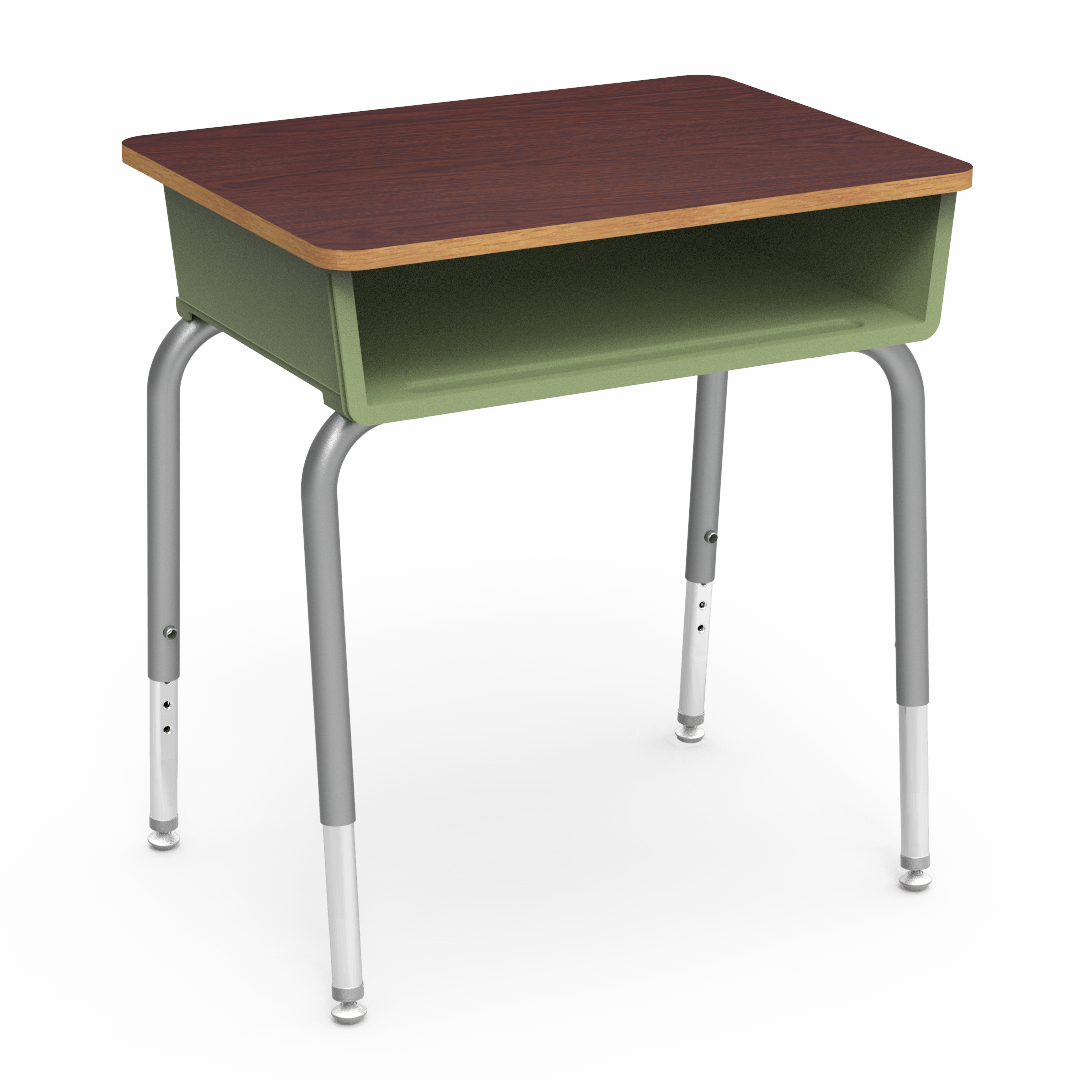 Virco 785 School Desk 18" x 24" Laminate Top with Plastic Open Front Book Box and Adjustable Height Legs for Students Elementary to University