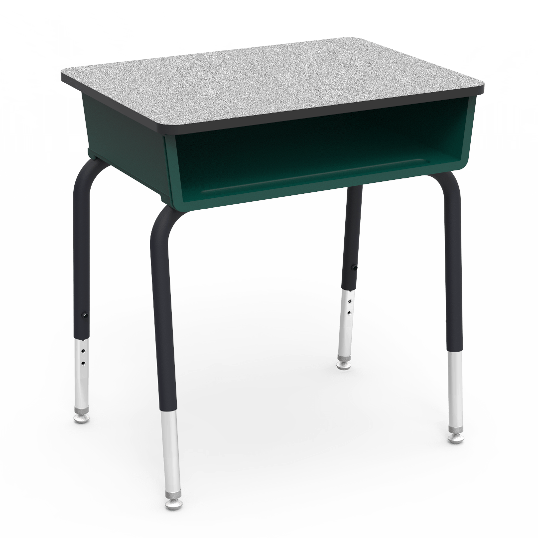 Virco 785 School Desk 18" x 24" Laminate Top with Plastic Open Front Book Box and Adjustable Height Legs for Students Elementary to University