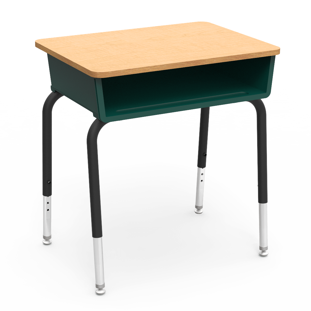 Virco 785 School Desk 18" x 24" Laminate Top with Plastic Open Front Book Box and Adjustable Height Legs for Students Elementary to University