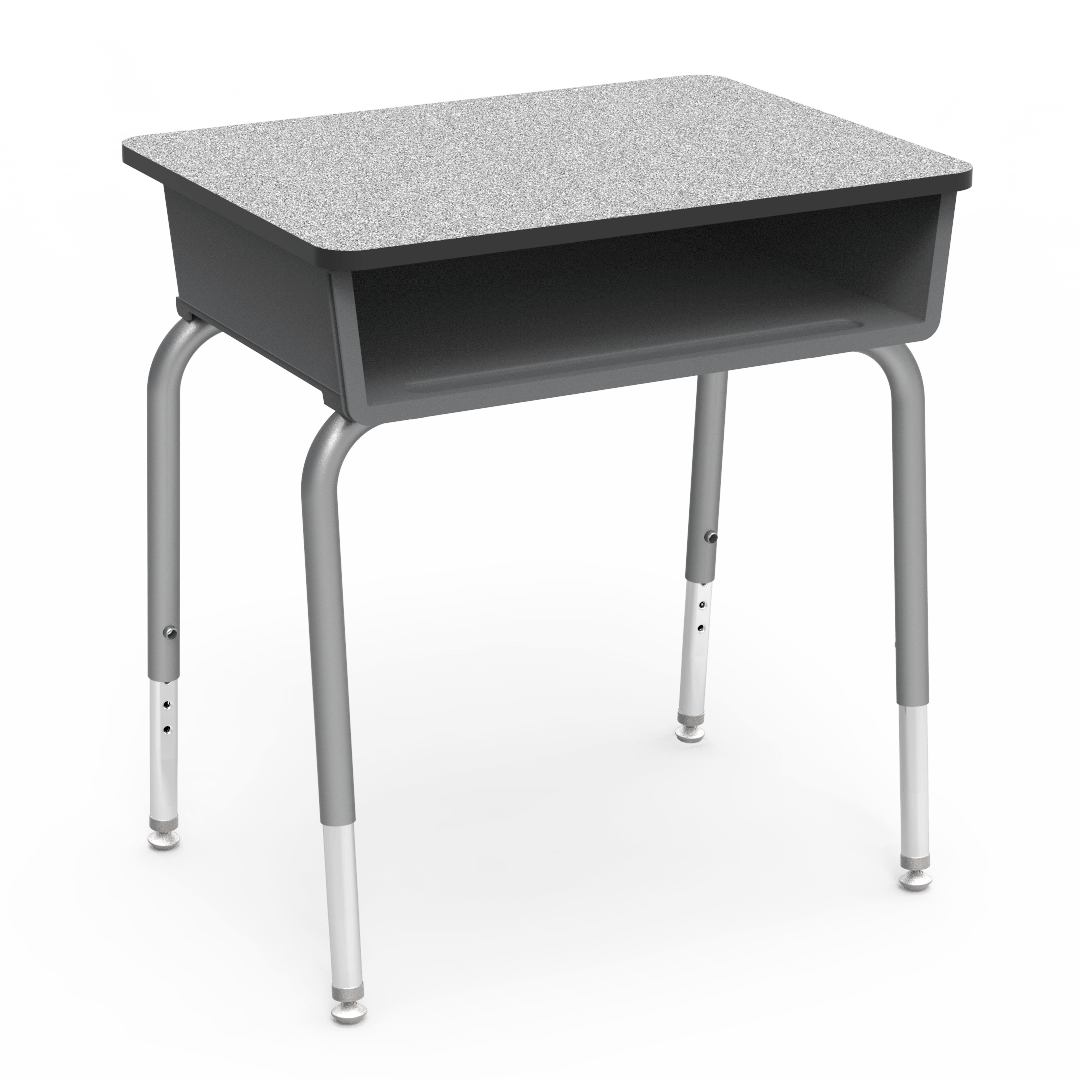 Virco 785 School Desk 18" x 24" Laminate Top with Plastic Open Front Book Box and Adjustable Height Legs for Students Elementary to University