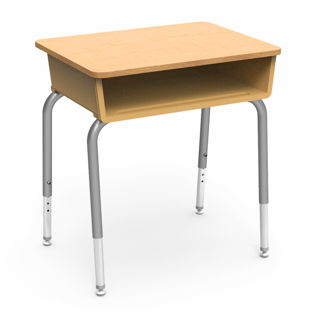 Virco 785 School Desk 18" x 24" Laminate Top with Plastic Open Front Book Box and Adjustable Height Legs for Students Elementary to University