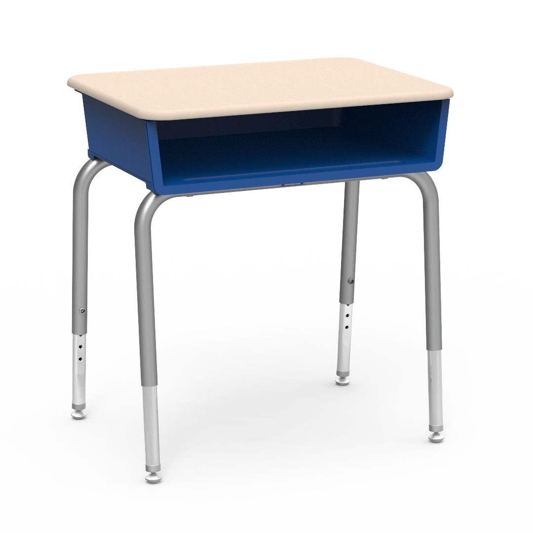 Virco 785M - Student Desk 18" x 24" Hard Plastic Top with Open Front Plastic Book Box and Adjustable Height Legs, for Classrooms and Schools