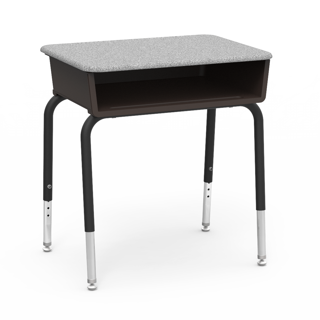 Virco 785M - Student Desk 18" x 24" Hard Plastic Top with Open Front Plastic Book Box and Adjustable Height Legs, for Classrooms and Schools