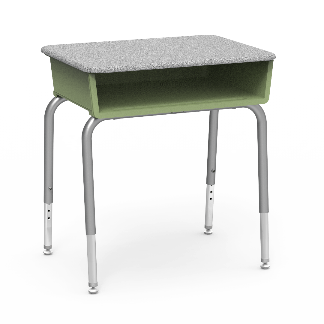 Virco 785M - Student Desk 18" x 24" Hard Plastic Top with Open Front Plastic Book Box and Adjustable Height Legs, for Classrooms and Schools