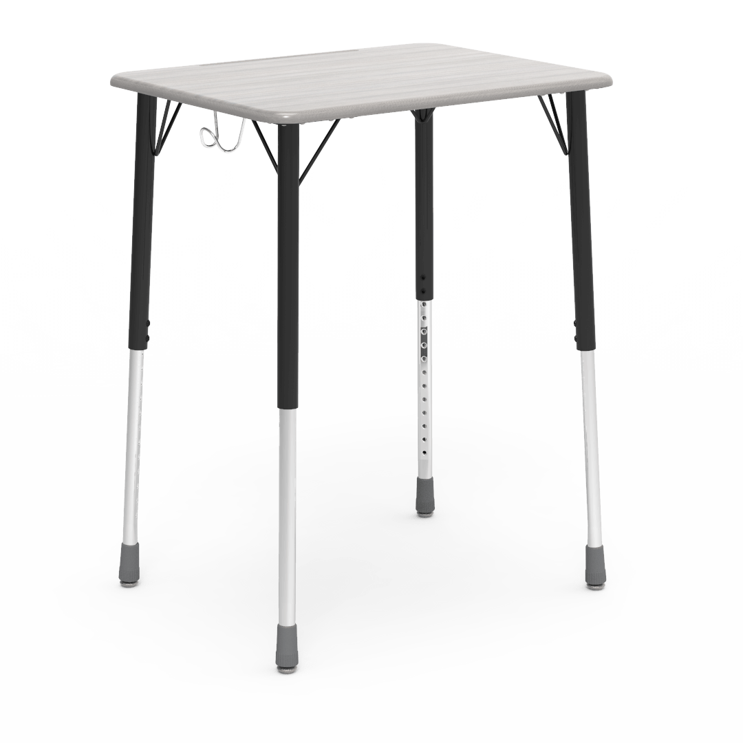 Virco ZADJ2026BHM - ZUMA Series Student Desk, Hard Plastic 20" x 26-1/8" Top, 22"-34"H with wire backpack hanger