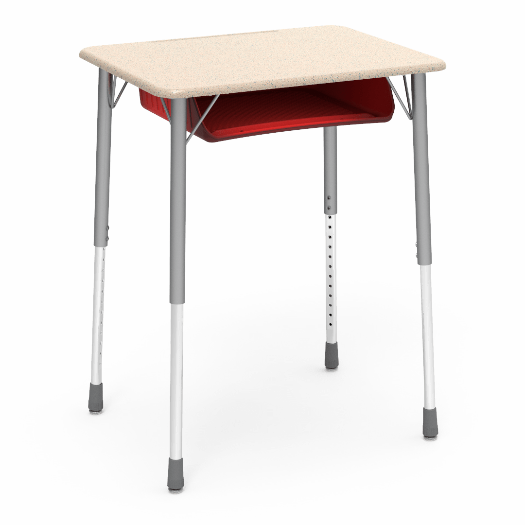 Virco ZADJ2026BOXM - ZUMA Series Student Desk, Hard Plastic 20" x 26-1/8" Top, 22"-34"H with plastic book box