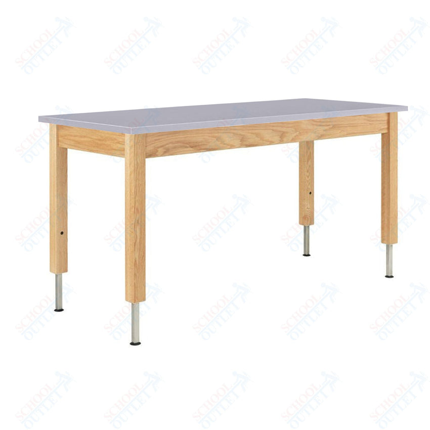 Diversified Woodcrafts Adjustable Wooden Leg Science Table - 72" W x 24" D - SchoolOutlet