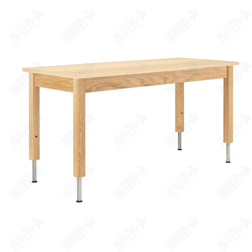 Diversified Woodcrafts Adjustable Wooden Leg Science Table - 72" W x 24" D - SchoolOutlet