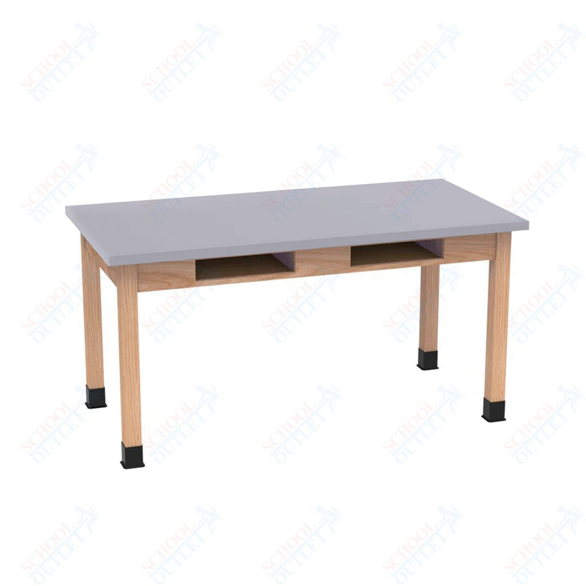 Diversified Woodcrafts Science Table w/ Book Compartment - 48" W x 42" D - Solid Oak Frame and Adjustable Glides - SchoolOutlet